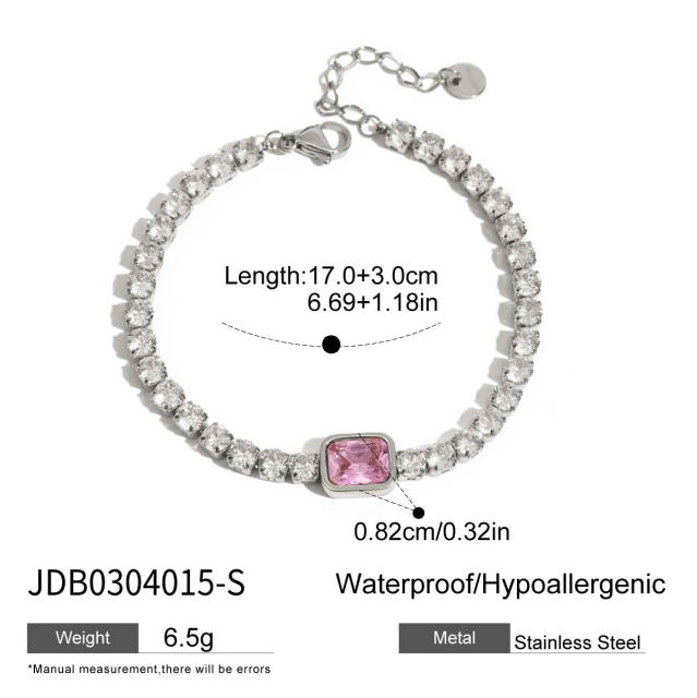 Delicate cubic zircon inlaid stainless steel bracelet diamond bracelet