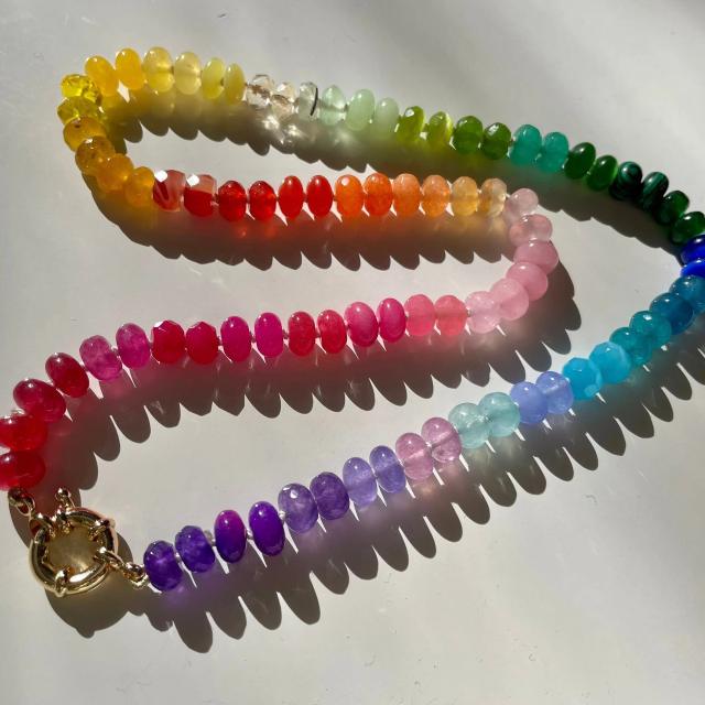 DIY colorful bead opening clasp stainless steel necklace diy necklace chain