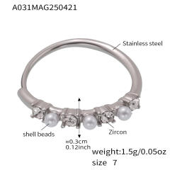 5A cubic zircon inlaid heart clover stainless steel rings adjustable rings