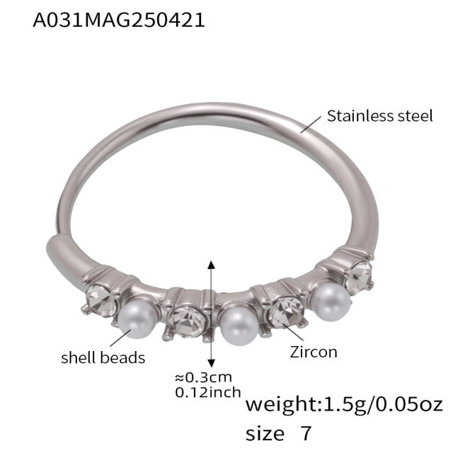 5A cubic zircon inlaid heart clover stainless steel rings adjustable rings
