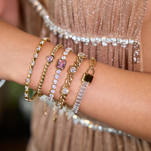 Delicate cubic zircon inlaid stainless steel bracelet diamond bracelet