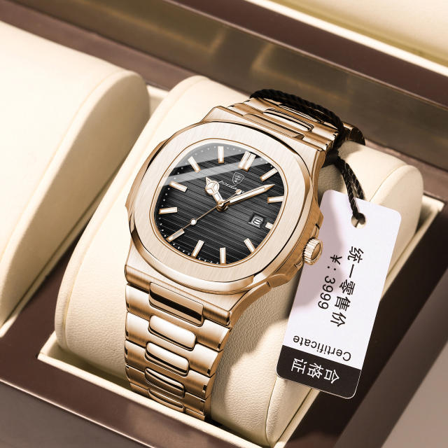 Men's watch ultra-thin waterproof luxury fashion quartz watch steel band watch