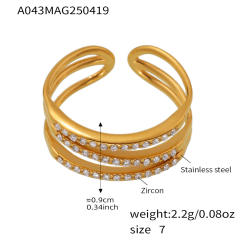 5A cubic zircon statement cross stainless steel rings