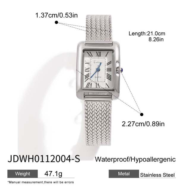 Luxury stainless steel band quartz watch for women