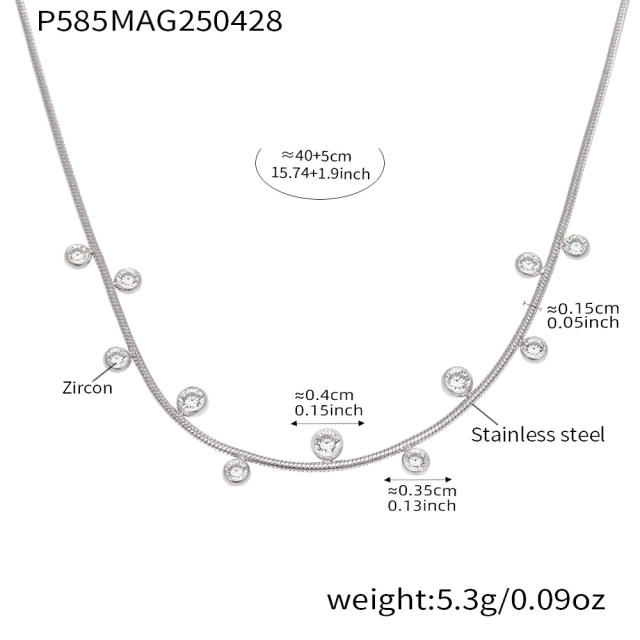 5A cubic zircon diamond necklace hollow clover chain necklace stainless steel necklace