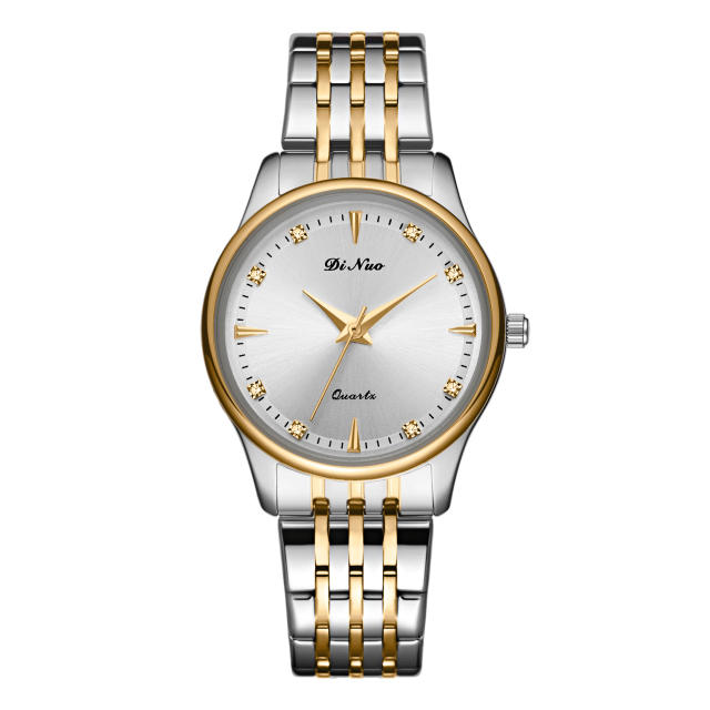 Drill Face Men's Women's Double Calendar Business Casual Fashion Quartz steel band watch