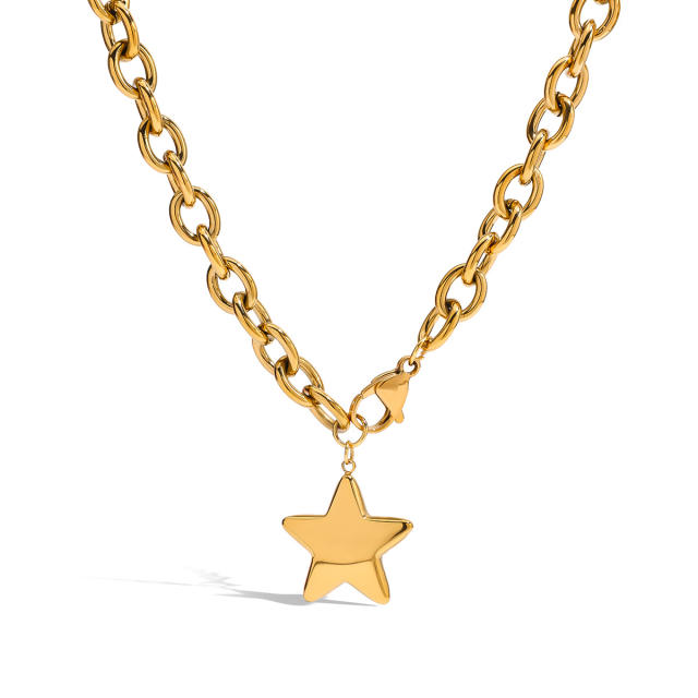 18KG thick chain star pendant stainless steel necklace