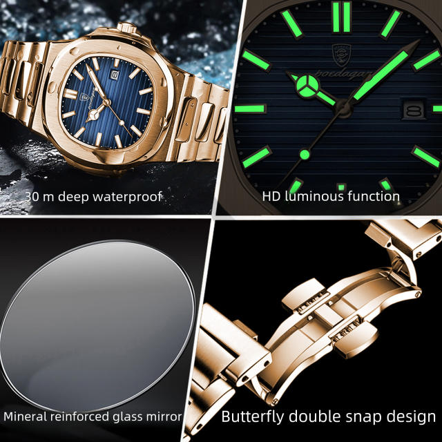 Men's watch ultra-thin waterproof luxury fashion quartz watch steel band watch