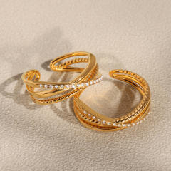 5A cubic zircon statement cross stainless steel rings