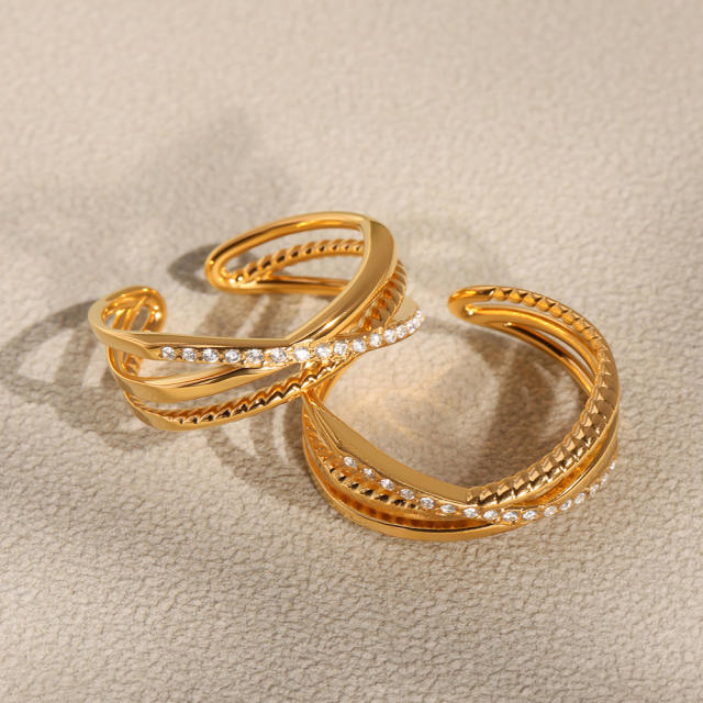 5A cubic zircon statement cross stainless steel rings