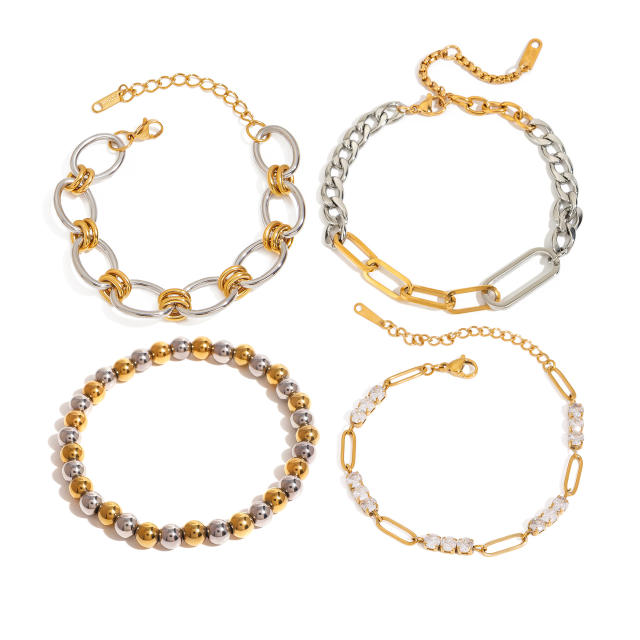 Two tone stainless steel chain bracelet DIY jewelry bracelet chain