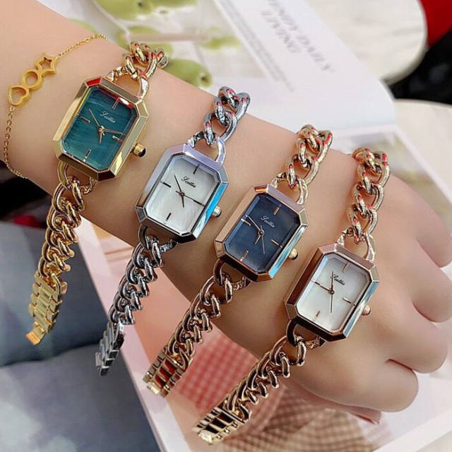 New bracelet watch small square women's watch waterproof steel chain watch