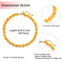 Summer colorful natural stone bead chain necklace