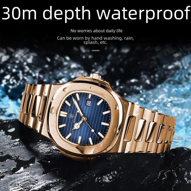 Men's watch ultra-thin waterproof luxury fashion quartz watch steel band watch