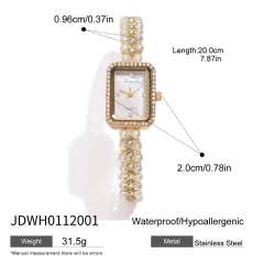 Luxury stainless steel band quartz watch for women