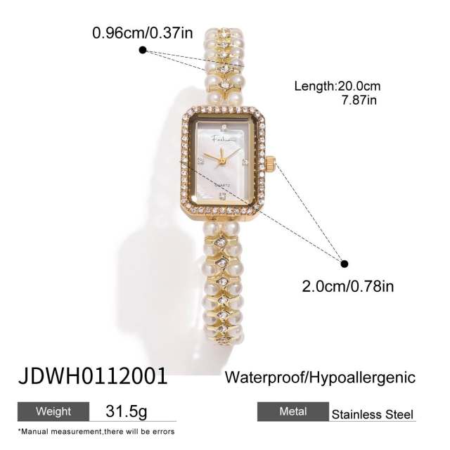 Luxury stainless steel band quartz watch for women
