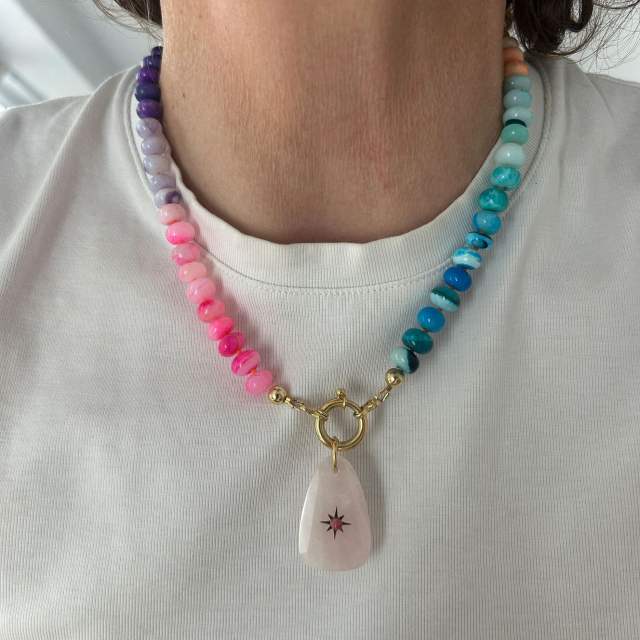 Summer beach holiday colorful bead necklace diy charm necklace