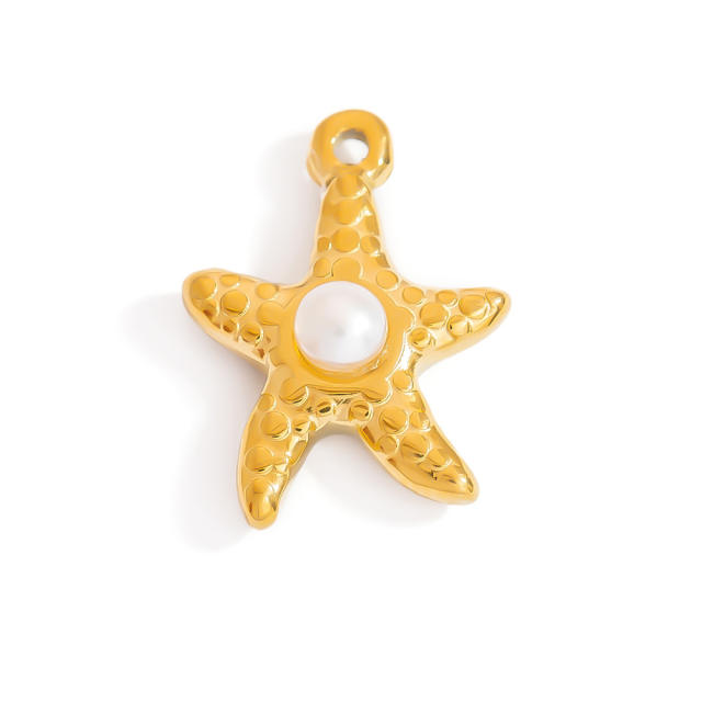 Cross-border Stainless Steel Accessories Diamond-encrusted Natural Stone Beach Ocean Series Octopus Pendant 18K Gold Fine Jewelry