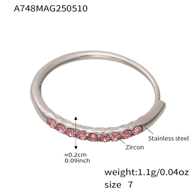 5A cubic zircon inlaid thin stainless steel rings diamond rings