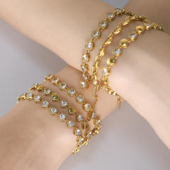 Stainless steel Tennis Chain Bracelet 18K Gold Love Heart-shaped Zircon Bracelet for Women