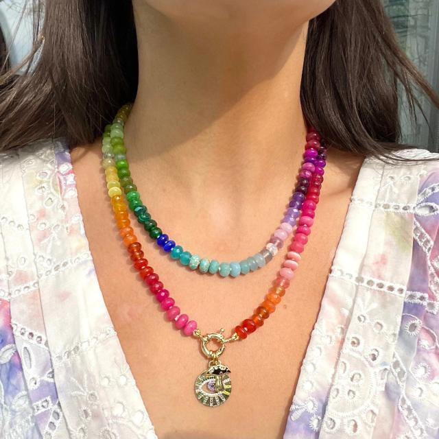 DIY colorful bead opening clasp stainless steel necklace diy necklace chain