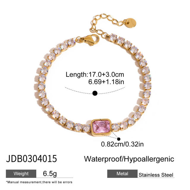 Delicate cubic zircon inlaid stainless steel bracelet diamond bracelet