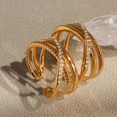 5A cubic zircon statement cross stainless steel rings