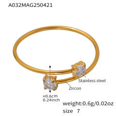 5A cubic zircon inlaid heart clover stainless steel rings adjustable rings