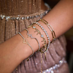 Luxury full diamond heart hearbeat stainless steel bracelet