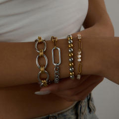 Two tone stainless steel chain bracelet DIY jewelry bracelet chain
