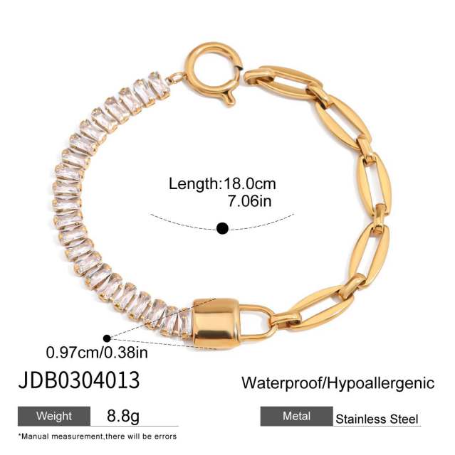 Delicate cubic zircon inlaid stainless steel bracelet diamond bracelet