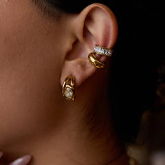 Delicate cubic zircon inlaid stainless steel earrings ear cuff