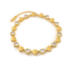 Stainless steel Tennis Chain Bracelet 18K Gold Love Heart-shaped Zircon Bracelet for Women