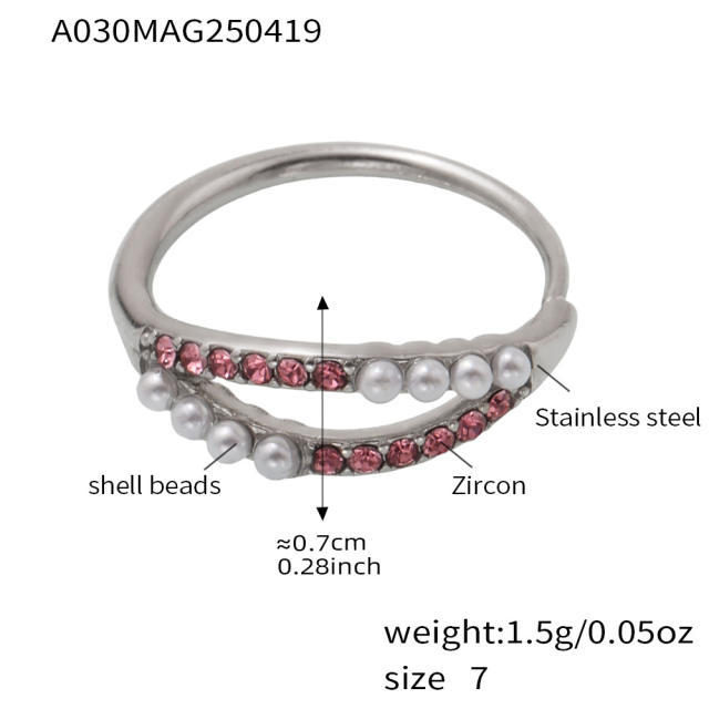 5A cubic zircon inlaid heart clover stainless steel rings adjustable rings