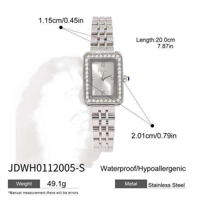Luxury stainless steel band quartz watch for women