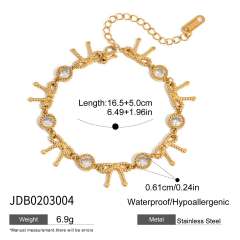 Luxury full diamond heart hearbeat stainless steel bracelet