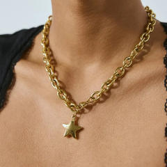 18KG thick chain star pendant stainless steel necklace