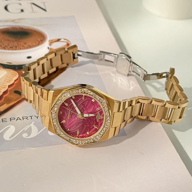 women's watches gold watches women's high-value waterproof quartz steel band watch