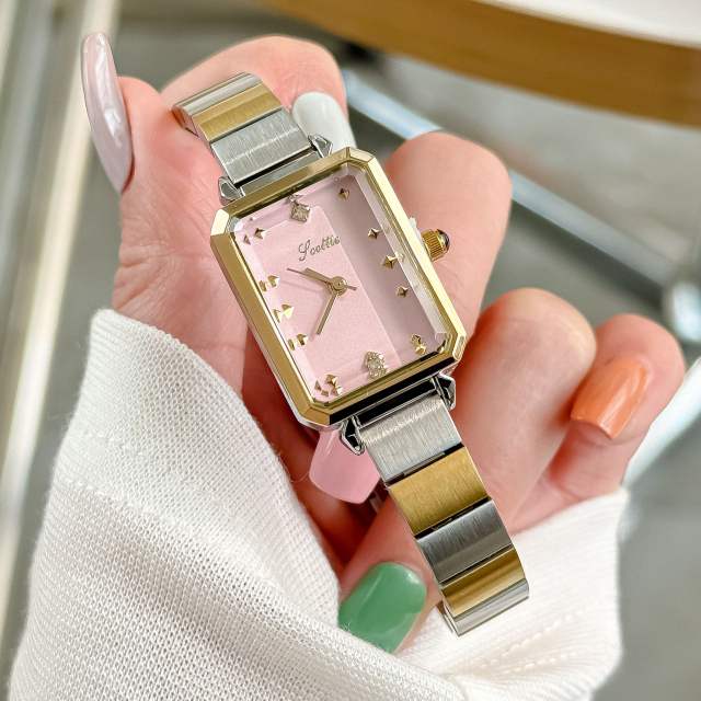 Classic square dial steel band women watch