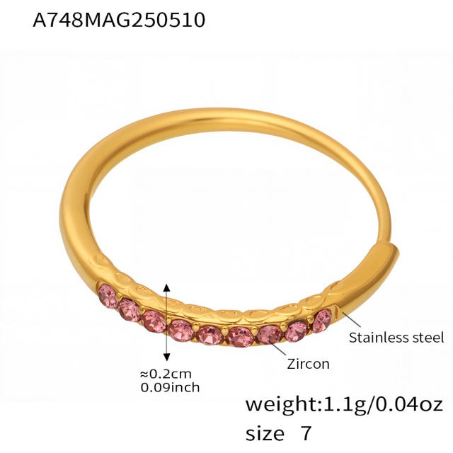 5A cubic zircon inlaid thin stainless steel rings diamond rings