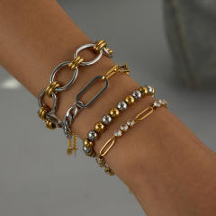 Two tone stainless steel chain bracelet DIY jewelry bracelet chain