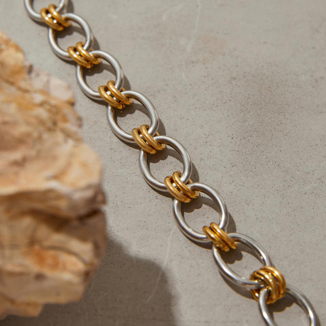 Two tone basic stainless steel bracelet chain bracelet DIY jewelry chain