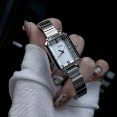 Classic square dial steel band women watch