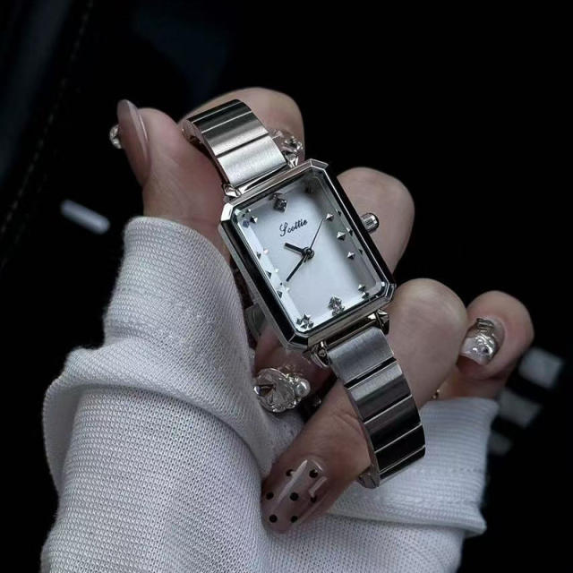 Classic square dial steel band women watch