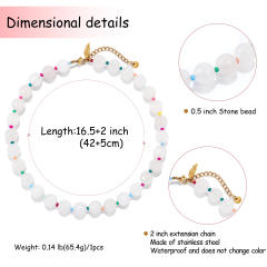 Summer colorful natural stone bead chain necklace