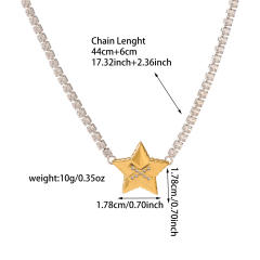 Two tone tennis chain star clover heart butterfly stainless steel necklace