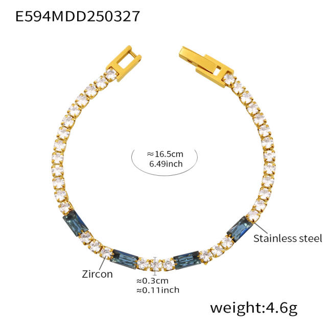 Luxury zircon multicolor Tennis bracelet stainless steel bracelet