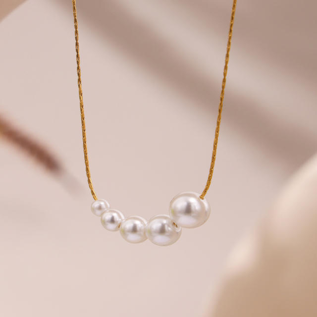 Fantasy Minimalist Ins Style pearl Necklace Stainless Steel necklace