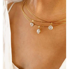 4A cubic zircon charm stainless steel necklace choker