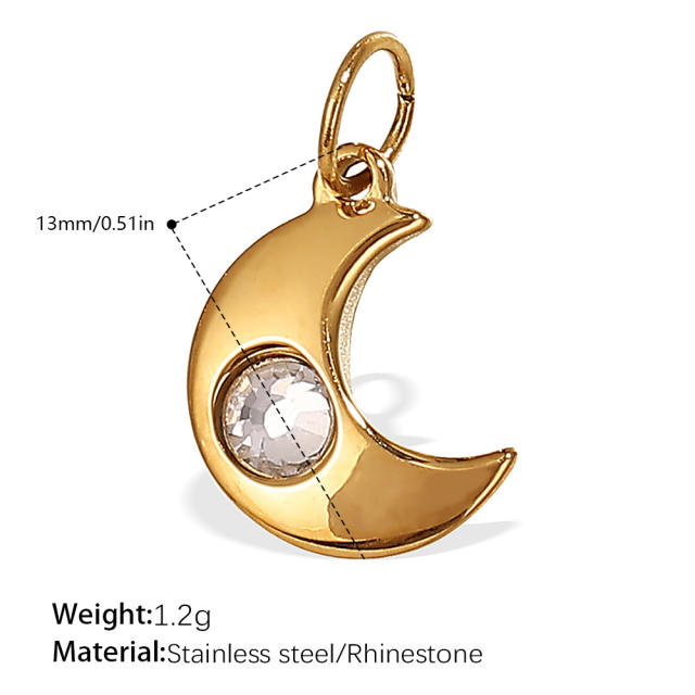 Concise moon star sun series stainless steel charm diy jewelry accessory wholesale